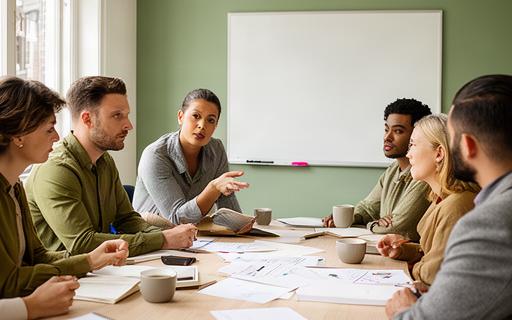 Team bespreekt strategie met klant